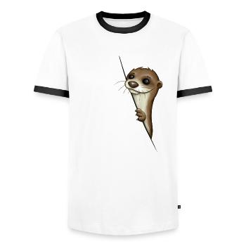Je parle loutre couramment! Amusement de loutre doué linguistiquement - T-shirt contrasté Homme - blanc/noir - Devant - AI Model Female 172 light (172cm) & AI Model Male 178 dark (178cm)