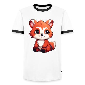 Panda roux Petit Panda - T-shirt contrasté Homme - blanc/noir - Devant - AI Model Female 172 light (172cm) & AI Model Male 178 dark (178cm)