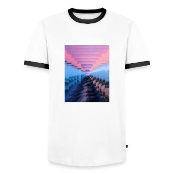 Mist-shrouded landscape - Men's Ringer Shirt - white/black - Front - AI Model Female 172 light (172cm) & AI Model Male 178 dark (178cm)