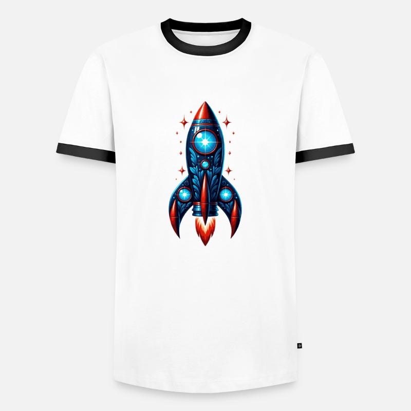 Rocket man in space - Men's Ringer Shirt - white/black