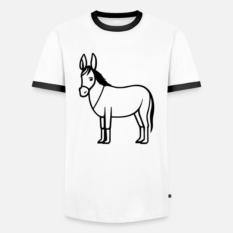 Esel - Männer Kontrast-T-Shirt - Weiß/Schwarz
