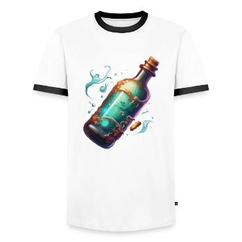 Magische Flasche / Korken / Wasser / Comic - Männer Kontrast-T-Shirt - Weiß/Schwarz - Vorne - AI Model Female 172 light (172cm) & AI Model Male 178 dark (178cm)