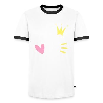 Buchstabe U Anfangsbuchstabe Krone - Männer Kontrast-T-Shirt - Weiß/Schwarz - Vorne - AI Model Female 172 light (172cm) & AI Model Male 178 dark (178cm)