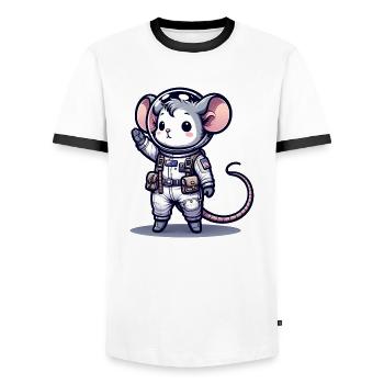 Cute Mouse Astronaut - Men's Ringer Shirt - white/black - Front - AI Model Female 172 light (172cm) & AI Model Male 178 dark (178cm)