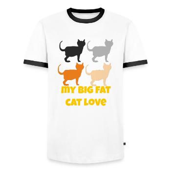 My Big Fat Catlove - Men's Ringer Shirt - white/black - Front - AI Model Female 172 light (172cm) & AI Model Male 178 dark (178cm)