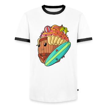 Surf Cupcake - Männer Kontrast-T-Shirt - Weiß/Schwarz - Vorne - AI Model Female 172 light (172cm) & AI Model Male 178 dark (178cm)