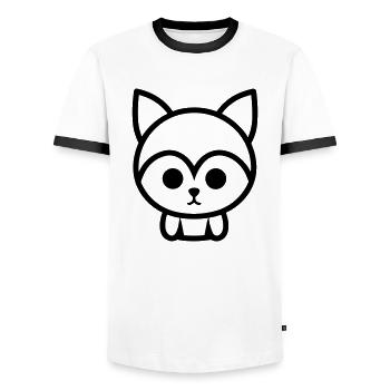 Fuchs - Männer Kontrast-T-Shirt - Weiß/Schwarz - Vorne - AI Model Female 172 light (172cm) & AI Model Male 178 dark (178cm)