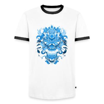 Fantasy Dragon Anime Dragon Head Reptile mythique - T-shirt contrasté Homme - blanc/noir - Devant - AI Model Female 172 light (172cm) & AI Model Male 178 dark (178cm)