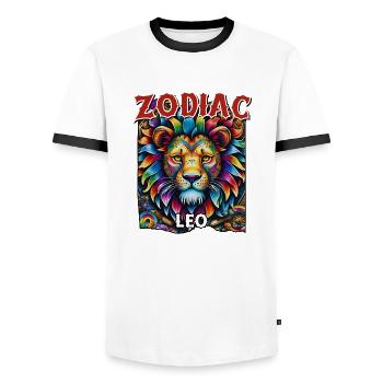 Zodiac Leo aka zodiac sign Leo - Men's Ringer Shirt - white/black - Front - AI Model Female 172 light (172cm) & AI Model Male 178 dark (178cm)