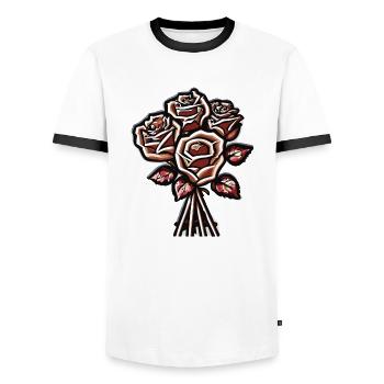 Bouquet de roses - T-shirt contrasté Homme - blanc/noir - Devant - AI Model Female 172 light (172cm) & AI Model Male 178 dark (178cm)