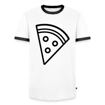 part de pizza - T-shirt contrasté Homme - blanc/noir - Devant - AI Model Female 172 light (172cm) & AI Model Male 178 dark (178cm)