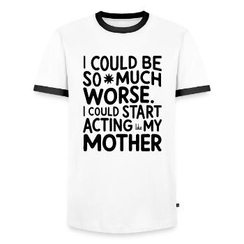 Ich könnte so viel schlimmer sein - Männer Kontrast-T-Shirt - Weiß/Schwarz - Vorne - AI Model Female 172 light (172cm) & AI Model Male 178 dark (178cm)