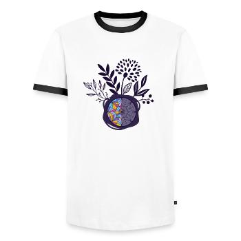 Ophelia Hall Timbre de cire avec fleurs - T-shirt contrasté Homme - blanc/noir - Devant - AI Model Female 172 light (172cm) & AI Model Male 178 dark (178cm)
