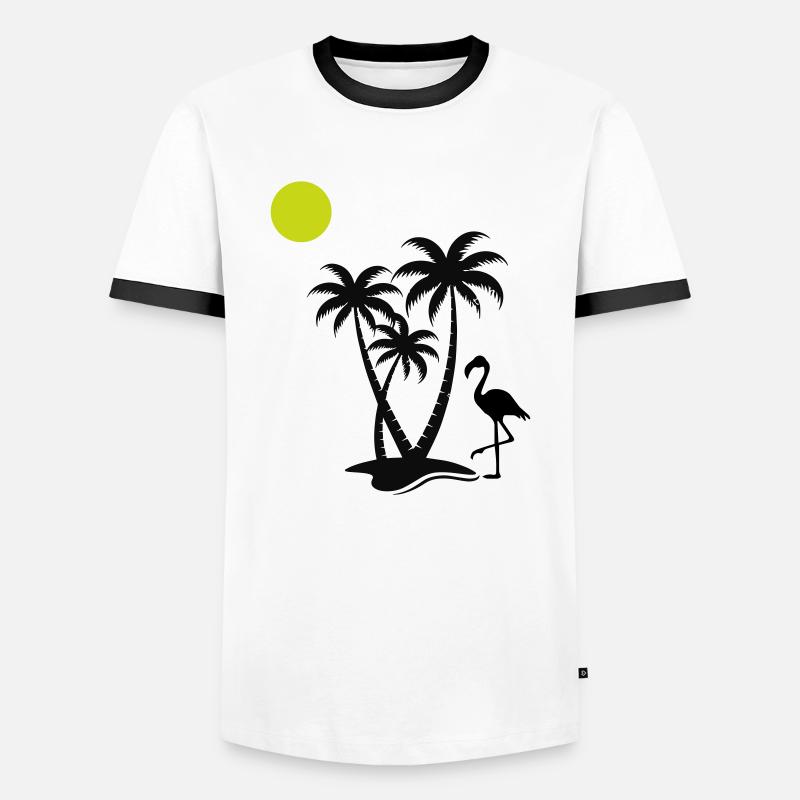 Flamingo Palm Trees - Men's Ringer Shirt - white/black