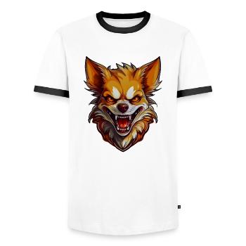 Wild angry pugnacious combative Chihuahua - Men's Ringer Shirt - white/black - Front - AI Model Female 172 light (172cm) & AI Model Male 178 dark (178cm)