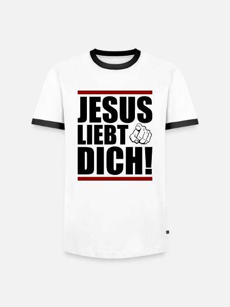 Jesus loves you - Men's Ringer Shirt - white/black