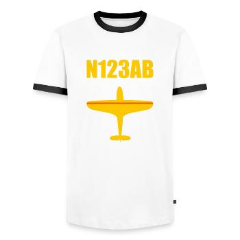 Custom Aviation - Airplane - Flying - Pilot - Men's Ringer Shirt - white/black - Front - AI Model Female 172 light (172cm) & AI Model Male 178 dark (178cm)