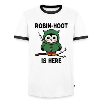 Robin Hoot Funny - Men's Ringer Shirt - white/black - Front - AI Model Female 172 light (172cm) & AI Model Male 178 dark (178cm)