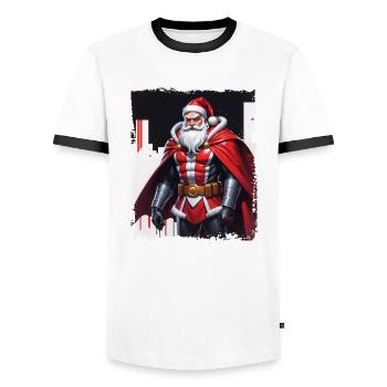Bad Santa Merry Christmas snow Xmas Holiday - Men's Ringer Shirt - white/black - Front - AI Model Female 172 light (172cm) & AI Model Male 178 dark (178cm)