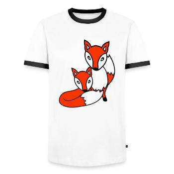 2 Foxes Friends Red Fox Two Wild Animals Team - Men's Ringer Shirt - white/black - Front - AI Model Female 172 light (172cm) & AI Model Male 178 dark (178cm)