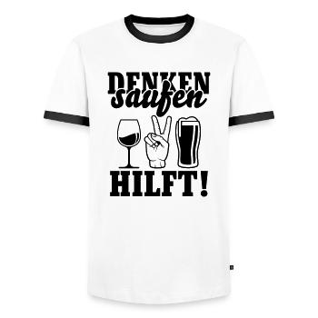 Drinking helps - Men's Ringer Shirt - white/black - Front - AI Model Female 172 light (172cm) & AI Model Male 178 dark (178cm)