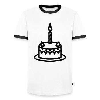 Geburtstagskuchen - Männer Kontrast-T-Shirt - Weiß/Schwarz - Vorne - AI Model Female 172 light (172cm) & AI Model Male 178 dark (178cm)