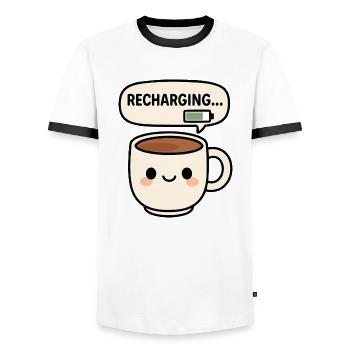 Mug de recharge - T-shirt contrasté Homme - blanc/noir - Devant - AI Model Female 172 light (172cm) & AI Model Male 178 dark (178cm)