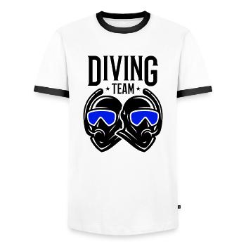 Diving Team Diving - Men's Ringer Shirt - white/black - Front - AI Model Female 172 light (172cm) & AI Model Male 178 dark (178cm)