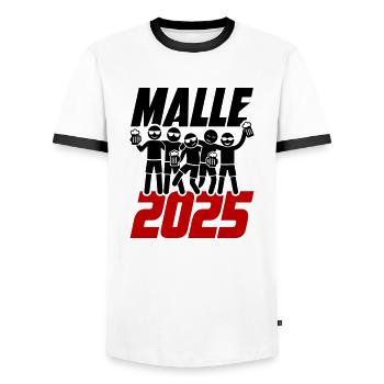 Malle 2025 Party - Männer Kontrast-T-Shirt - Weiß/Schwarz - Vorne - AI Model Female 172 light (172cm) & AI Model Male 178 dark (178cm)