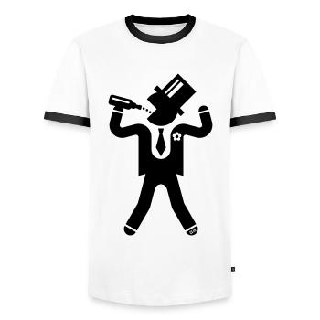 Groom avec 1 bière (enterrement de vie de garçon / enterrement de vie de garçon / L / B) - T-shirt contrasté Homme - blanc/noir - Devant - AI Model Female 172 light (172cm) & AI Model Male 178 dark (178cm)