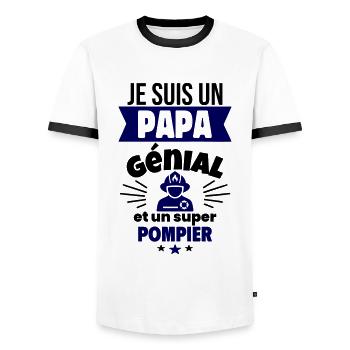 Papa génial & pompier – idée fête des pères - T-shirt contrasté Homme - blanc/noir - Devant - AI Model Female 172 light (172cm) & AI Model Male 178 dark (178cm)