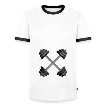 Love At First Set - Valentines Gym - T-shirt contrasté Homme - blanc/noir - Devant - AI Model Female 172 light (172cm) & AI Model Male 178 dark (178cm)