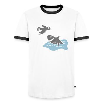 Kuckuck - Hai - Männer Kontrast-T-Shirt - Weiß/Schwarz - Vorne - AI Model Female 172 light (172cm) & AI Model Male 178 dark (178cm)