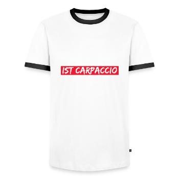 Alles unter 500 Gramm ist Carpaccio. Grill Spruch - Männer Kontrast-T-Shirt - Weiß/Schwarz - Vorne - AI Model Female 172 light (172cm) & AI Model Male 178 dark (178cm)