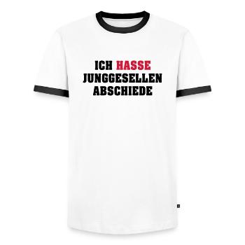 Ich hasse Junggesellenabschiede - Männer Kontrast-T-Shirt - Weiß/Schwarz - Vorne - AI Model Female 172 light (172cm) & AI Model Male 178 dark (178cm)