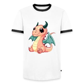 Puppy Dragon - Men's Ringer Shirt - white/black - Front - AI Model Female 172 light (172cm) & AI Model Male 178 dark (178cm)