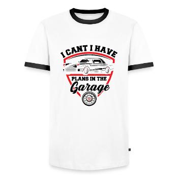I Cant I Have Plans In The Garage - Car - Men's Ringer Shirt - white/black - Front - AI Model Female 172 light (172cm) & AI Model Male 178 dark (178cm)