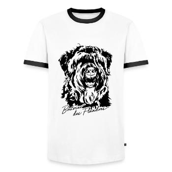BOUVIER DES FLANDRES Portrait Chien Chien Wilsigns - T-shirt contrasté Homme - blanc/noir - Devant - AI Model Female 172 light (172cm) & AI Model Male 178 dark (178cm)