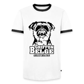 GRIFFON BELGE coolest dog ever Dog saying dogs - Men's Ringer Shirt - white/black - Front - AI Model Female 172 light (172cm) & AI Model Male 178 dark (178cm)