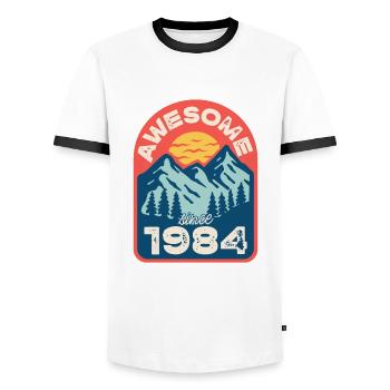 Awesome since 1984 - Männer Kontrast-T-Shirt - Weiß/Schwarz - Vorne - AI Model Female 172 light (172cm) & AI Model Male 178 dark (178cm)