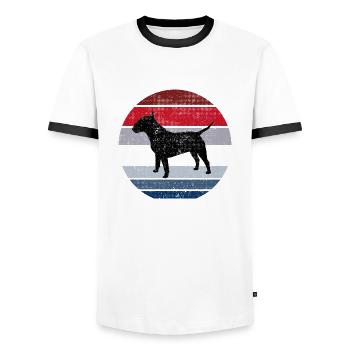 Bull Terrier Breed Dog Retro Funny Animal - Men's Ringer Shirt - white/black - Front - AI Model Female 172 light (172cm) & AI Model Male 178 dark (178cm)