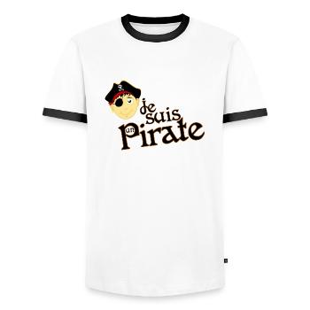 Je suis un pirate - Männer Kontrast-T-Shirt - Weiß/Schwarz - Vorne - AI Model Female 172 light (172cm) & AI Model Male 178 dark (178cm)