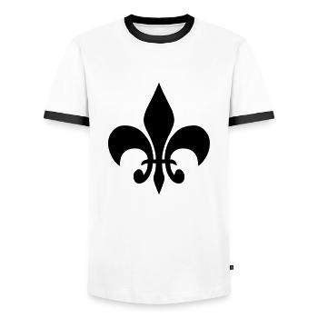 fleur de lis french lily - Männer Kontrast-T-Shirt - Weiß/Schwarz - Vorne - AI Model Female 172 light (172cm) & AI Model Male 178 dark (178cm)