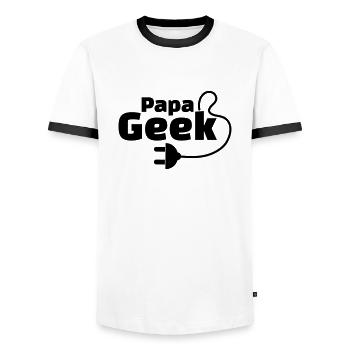 papa geek - T-shirt contrasté Homme - blanc/noir - Devant - AI Model Female 172 light (172cm) & AI Model Male 178 dark (178cm)