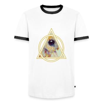 Illuminati Owl - T-shirt contrasté Homme - blanc/noir - Devant - AI Model Female 172 light (172cm) & AI Model Male 178 dark (178cm)