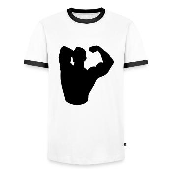 Un homme fort - T-shirt contrasté Homme - blanc/noir - Devant - AI Model Female 172 light (172cm) & AI Model Male 178 dark (178cm)