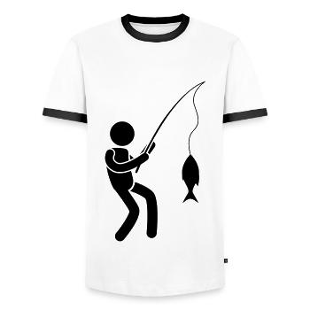 Fisherman Fishing Man Fishing - Men's Ringer Shirt - white/black - Front - AI Model Female 172 light (172cm) & AI Model Male 178 dark (178cm)