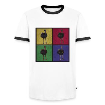 Bouquet oiseau pop art - T-shirt contrasté Homme - blanc/noir - Devant - AI Model Female 172 light (172cm) & AI Model Male 178 dark (178cm)