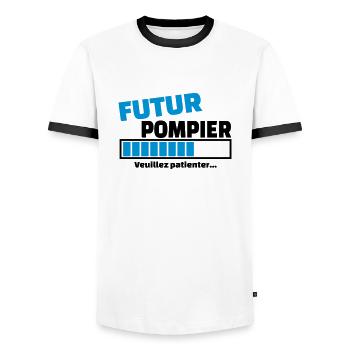 futur pompier - T-shirt contrasté Homme - blanc/noir - Devant - AI Model Female 172 light (172cm) & AI Model Male 178 dark (178cm)