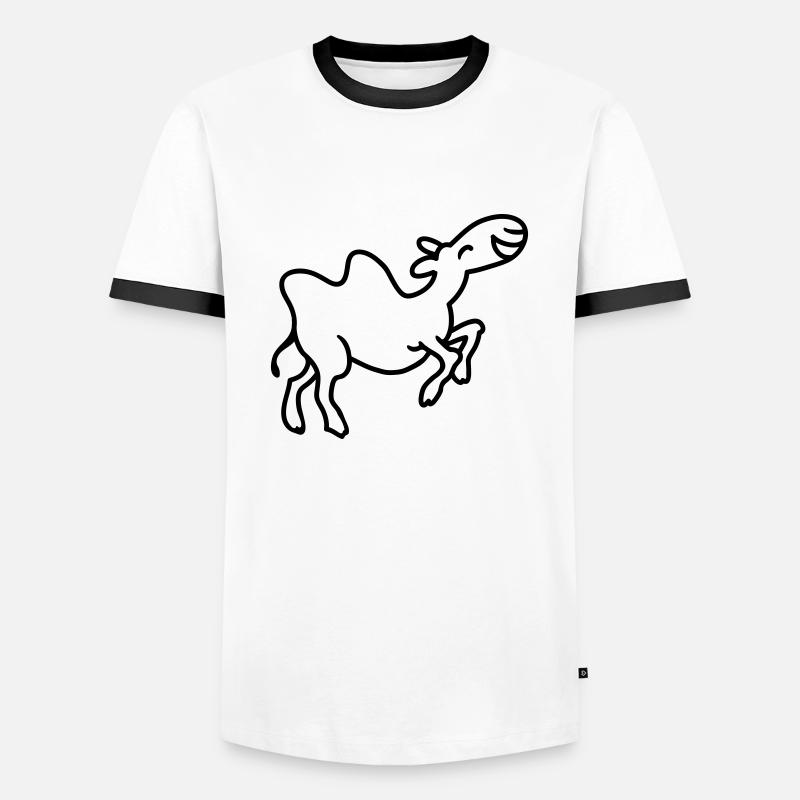 Kamel hat Spaß - line - Männer Kontrast-T-Shirt - Weiß/Schwarz